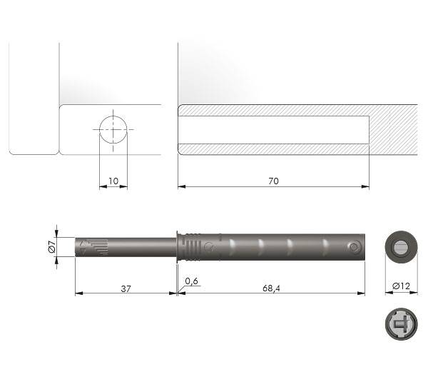 K-push TECH 37 odbojnik z magnesem antracyt