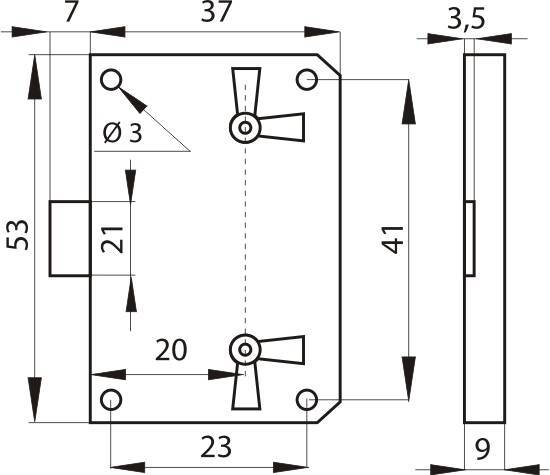 Zamek puszkowy SISO 2110 20mm nakładany