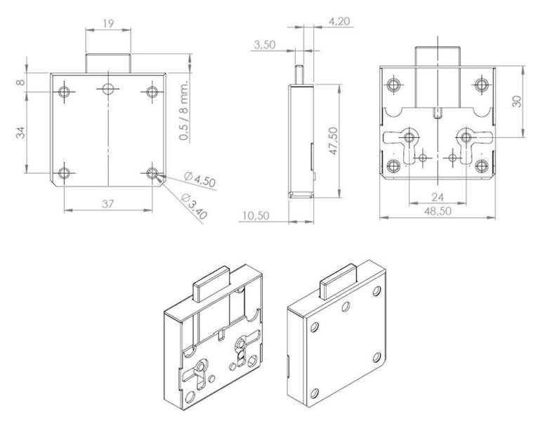 Zamek puszkowy SISO 2110 30 mm nakładany brąz