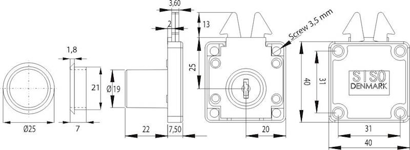 Zamek żaluzjowy SISO X855 fi19x22mm/CK