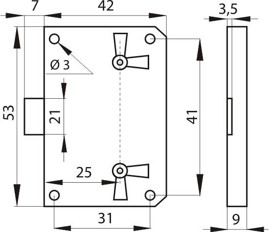 Zamek puszkowy SISO 2110 25mm nakładany