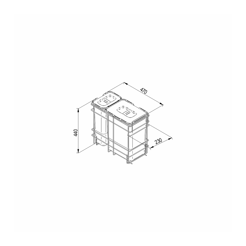 VARIANT MULTI Kosz dolny cargo mini 600 L-450 metal lakier biały 