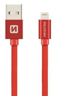 Swissten tekstylny USB - Lightning 1.2m czerwony