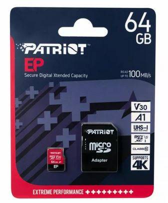 PATRIOT EP PRO micro SDXC 64GB A1 V30 U3 CL10+Adap