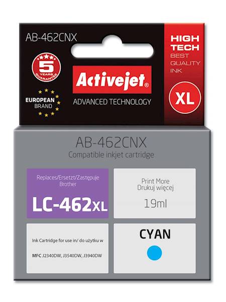 Activejet tusz do Brother LC-462XLC new AB-462CNX