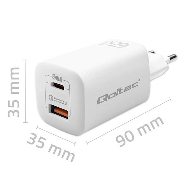 QOLTEC ŁADOWARKA SIECIOWA 65W GAN ULTRA | 5-20V |