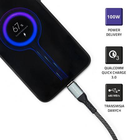 Qoltec Kabel USB 2.0 typ C | USB 2.0 typ C 100W | 
