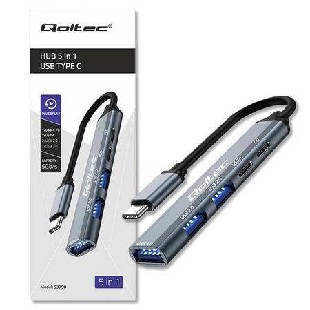 Qoltec Hub Adapter USB-C 3.1 5w1 | USB-C PD| USB-C