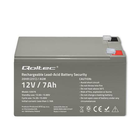 Qoltec Akumulator AGM | 12V | 7Ah | Bezobsługowy |