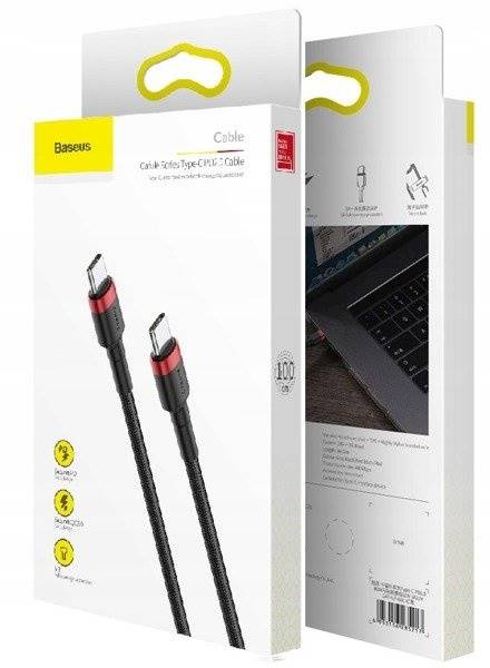 BASEUS KABEL USB-C DO USB-C CAFULE 60W 1M, CZARNY