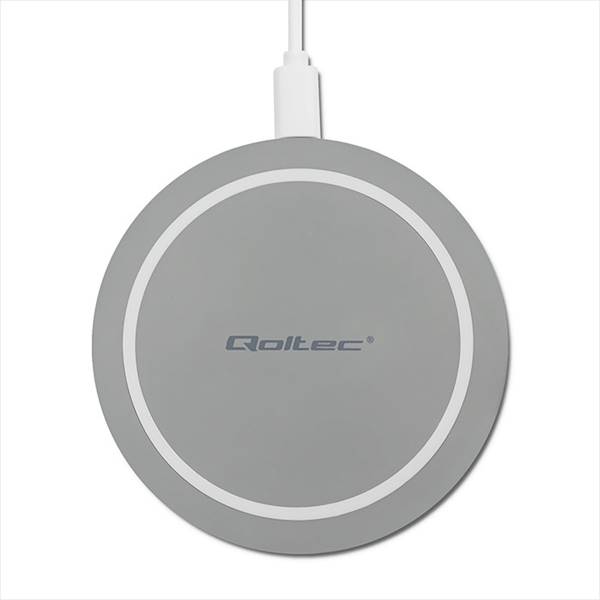QOLTEC ŁAD.INDUKCYJNA RING| QUICK CHARGE 10W SZARY