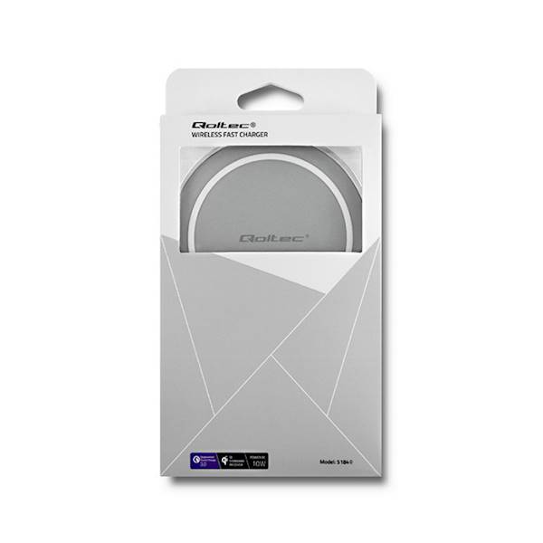 QOLTEC ŁAD.INDUKCYJNA RING| QUICK CHARGE 10W SZARY