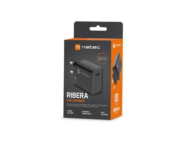 Natec Ribera 20W USB-C czarna [ładowarka