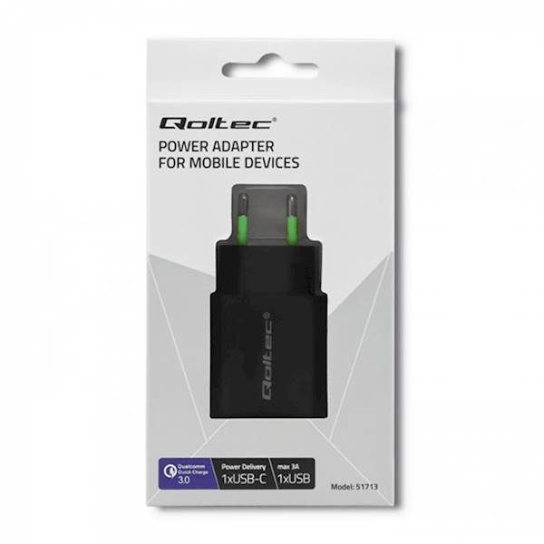 Qoltec 18W | 5-12V | 1.5-3A | USB typ C PD | USB Q