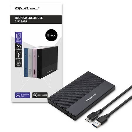 Aluminiowa Obudowa na dysk SSD HDD 2.5" czarna