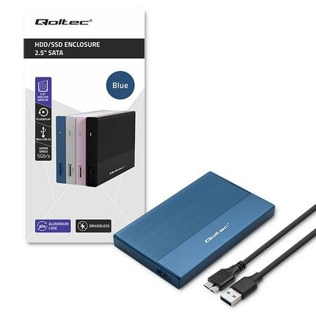 Aluminiowa Obudowa na dysk SSD HDD 2.5" niebieska