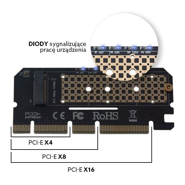 SAVIO KARTA ROZSZERZEŃ, ADAPTER M.2 NVME PCI-E AK