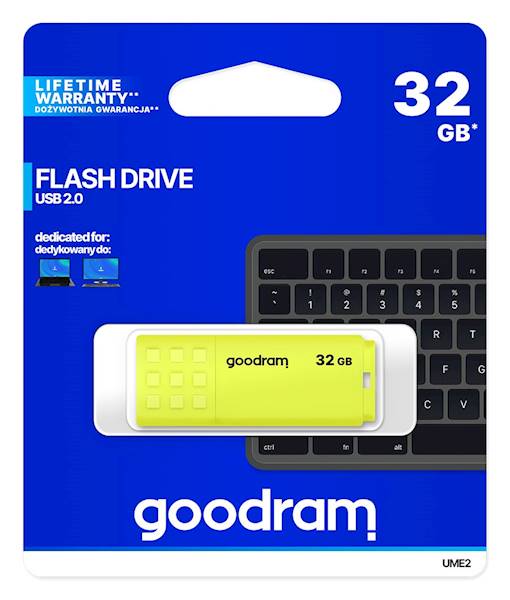 GOODRAM FLASHDRIVE 32GB UME2 USB 2.0 YELLOW
