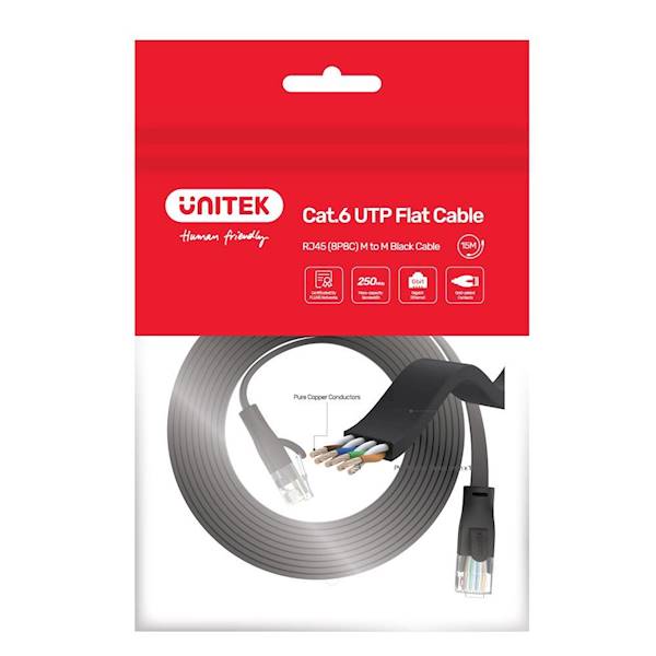 UNITEK PRZEWÓD ETHERNET PATCHCORD CAT.6 PŁASKI,