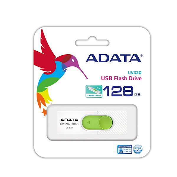 ADATA FLASHDRIVE UV320 128GB USB 3.1 WHITE/GREEN