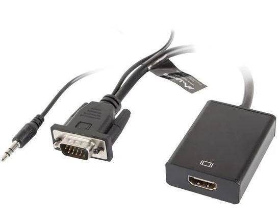 Lanberg adapter VGA + minijack - HDMI M/F 20cm cza