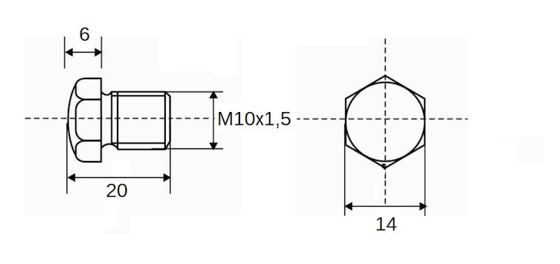 Śruba M10x1,5 L=20 na klucz 14