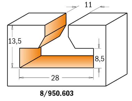 Frez trzp. profilowy D=28 B=13,5 d=12 L=56,3 z=2 P