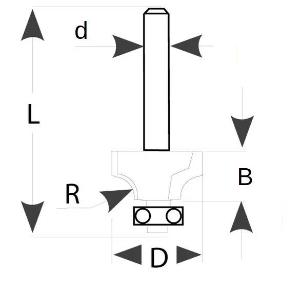 Frez trzp.ŁD R=2,4 D=14,3 B=5,4 d=8 L=46,5 z=2