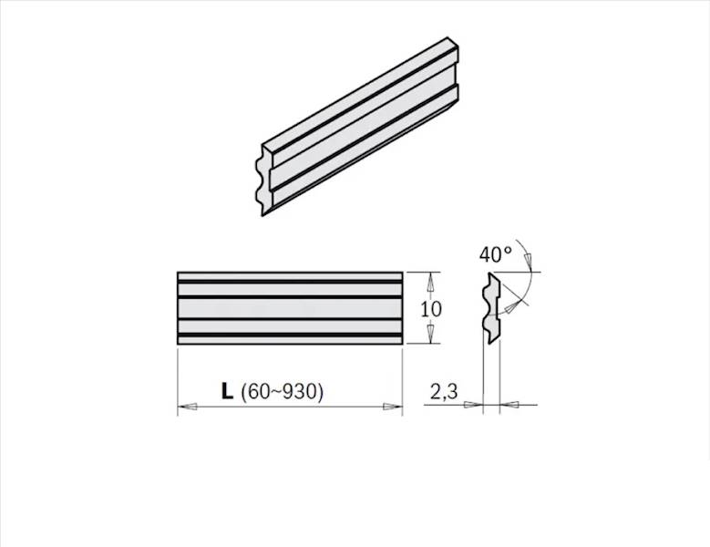 Nóż prosty Tersa L=630 H=10 B=2,3 HSS 18%W 