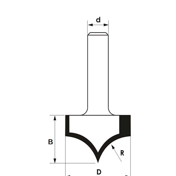 Frez trzp. R=3,2 D=6,4 B=7 d=6 L=45 z=2