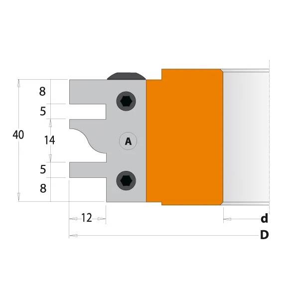 Głowica profilowa D=120 B=40 d=30 z=2 ALU CMT