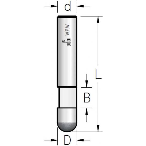 Frez trzp. trymer D=6 b=9,5 d=6 L=38 z=1 WPW