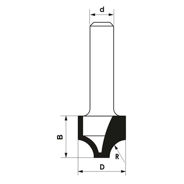 Frez trzp. R=2,4 D=6,4 B=6,4 d=8 L=43,4 z=2