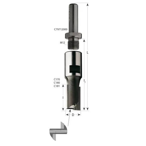 Frez trzp. prosty D=24 I=25 d=M12x1 L=60 z=2+1 CMT