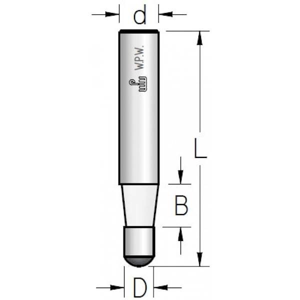 Frez trzp. trymer D=4,8 b=7 d=6 L=38 z=1 WPW 7 st
