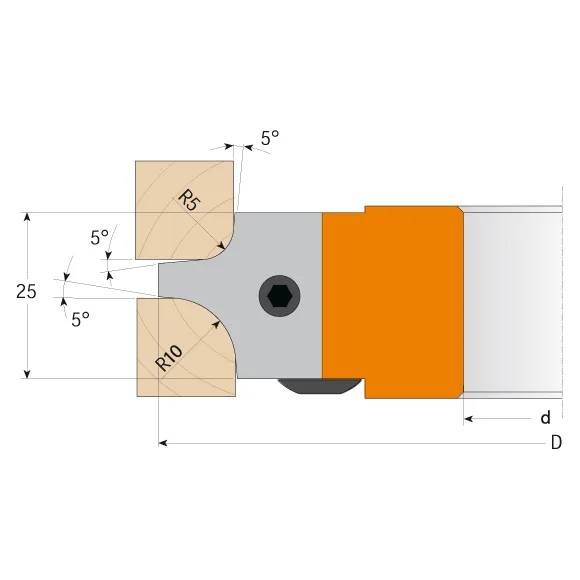 Głowica prof. D=113 B=25 d=30 z=2 R5+R10 CMT