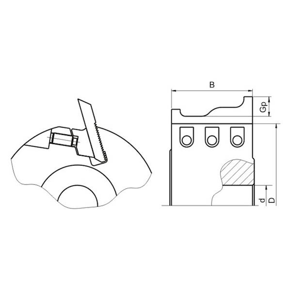 Głowica GP-01 D=122 B=230 d=40 z=4 (korpus)