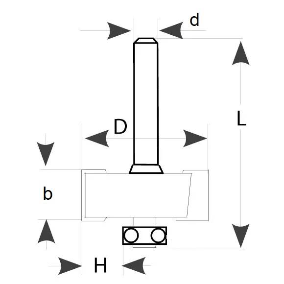 Frez trzp. p.ŁD D=34,9 b=12,7 d=8 L=74 H=11,1 z=2 