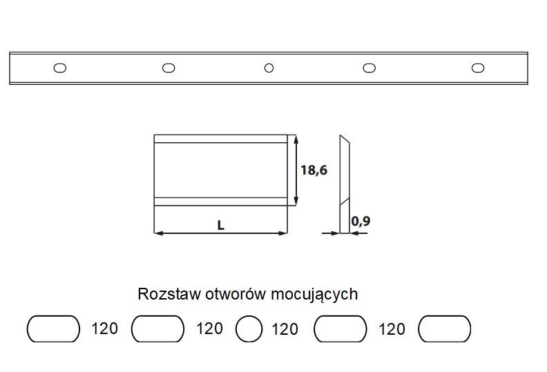Nóż systemowy Felder L=510 H=18,6 B=0,9 HSS 