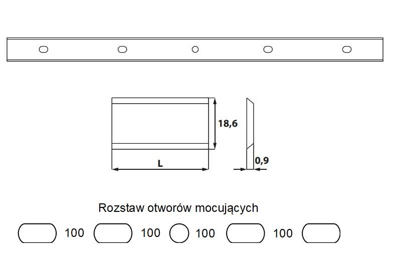 Nóż systemowy Felder L=410 H=18,6 B=0,9 HSS 