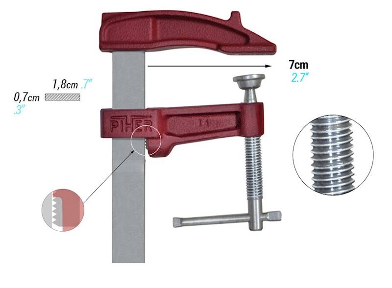 Ścisk stolarski śrubowy Piher M-30cmx7cm 400 kg 