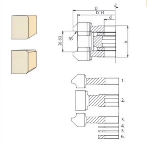 Zestaw frezów FP-06 D=134 d=40 z=4 HSS Faba