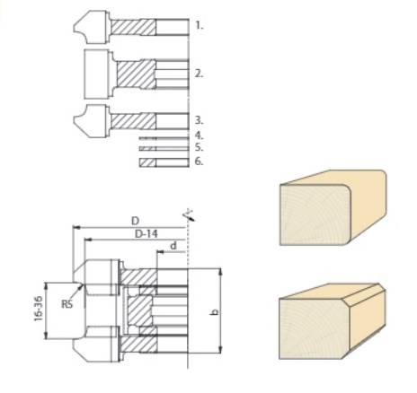 Zestaw frezów FP-05 D=134 d=40 z=4 HSS Faba