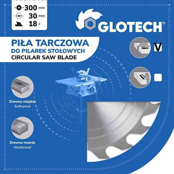 PIŁA D=300 B=3,4 b=2,2 d=30 z=18 GM20 Glotech