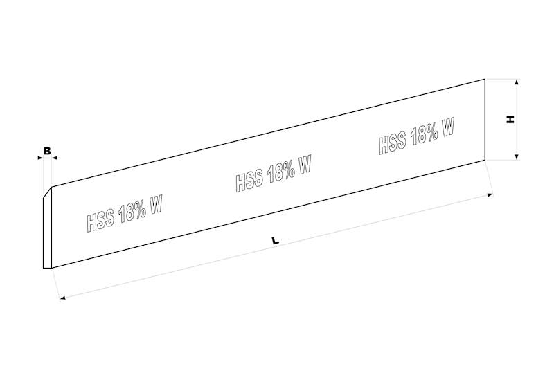 Nóż prosty L=520 H=30 B=3 HSS 18%W 