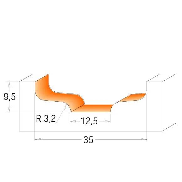 Frez trzp. profilowy D=35 I=9,5 d=12 L=48 z=2 P
