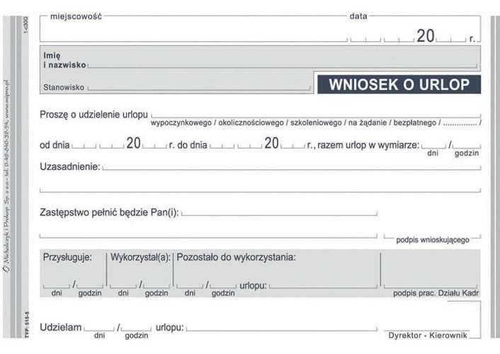 Wniosek o urlop Michalczyk  A6 1szt