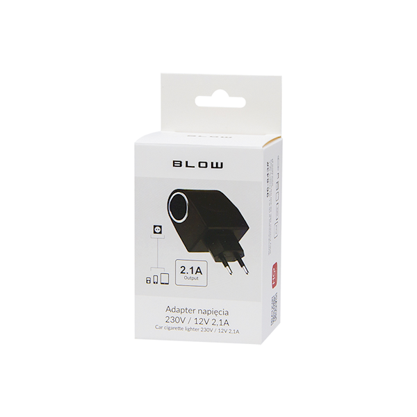 Adapter napięcia 230V/12V z gniazdem zapalniczki 2.1A