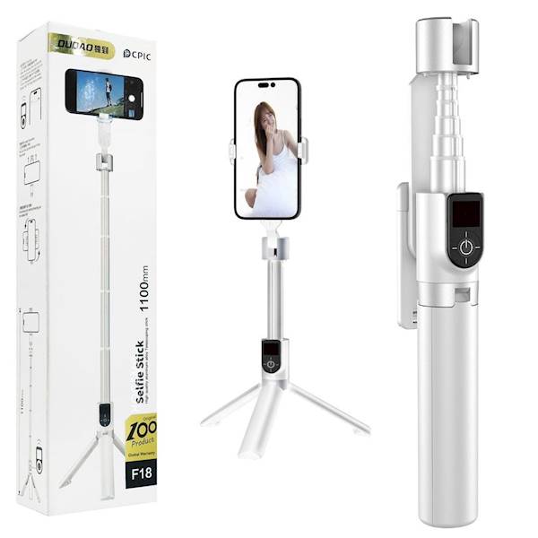 Selfie stick / kijek teleskopowy ze statywem Dudao F18W - biały