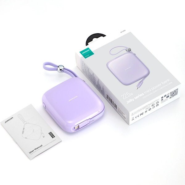 Powerbank 10000mAh Jelly Series 22.5W z wbudowanym kablem Lightning fioletowy JR-L003
